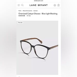 Blue Light Lense Glasses Lane Bryant NWOT
